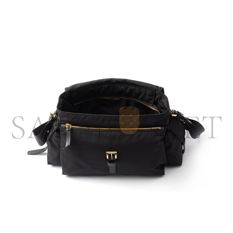 PRADA EXPLORE LARGE RE-NYLON SHOULDER BAG WITH FLAP 1BD391 (37.5*19*12cm) 